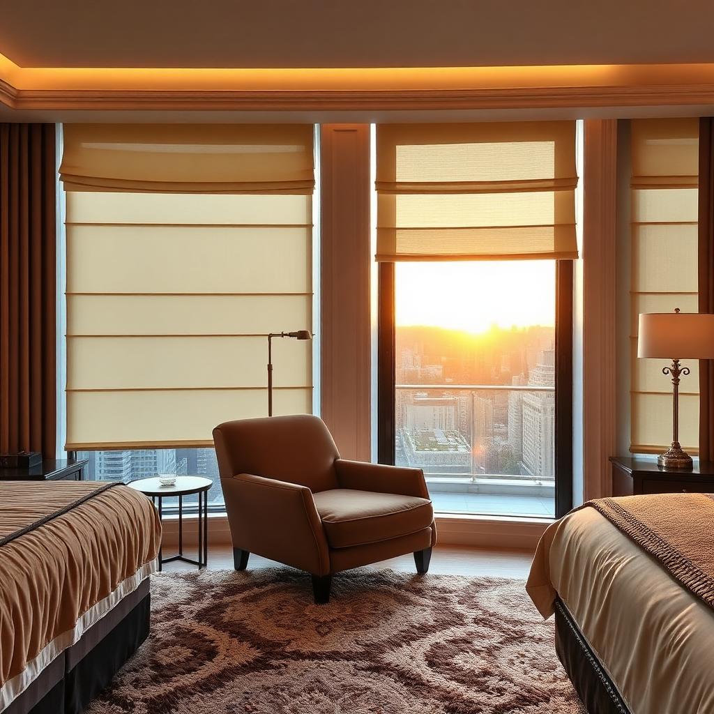 Suíte panorâmica · roman blinds